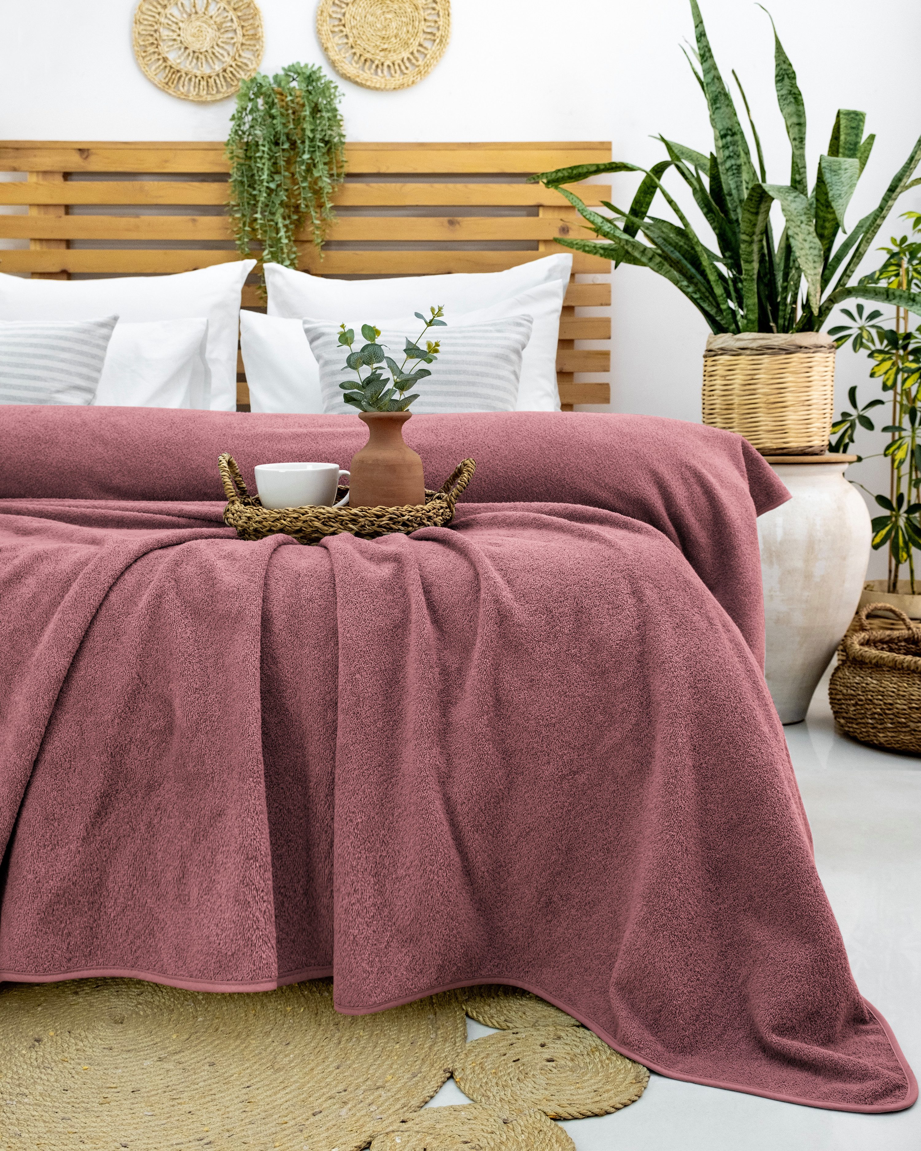 Wohndecke Frotteedecke 100% Baumwolle - Sommerdecke, Kuscheldecke, Laynenburg, Baumwolldecke als Sommer, Bett-Überwurf, Couch-Überwurf, Sofa-Decke – Bild 4 von 5
