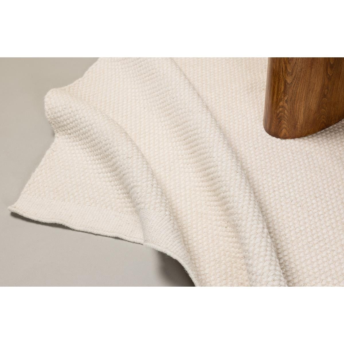 BOURGH Teppich VILMA - moderner Teppich aus Wolle 160x230 cm, eckig, Höhe: 10 mm, Off White mit schöner Musterung