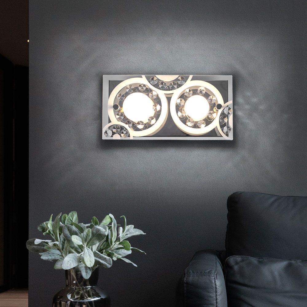 GLOBO LIGHTING LED Wandleuchte, LED-Leuchtmittel fest verbaut, Warmweiß, Wandleuchte Kristall LED Wandlampen modern Wandleuchte Glas satiniert