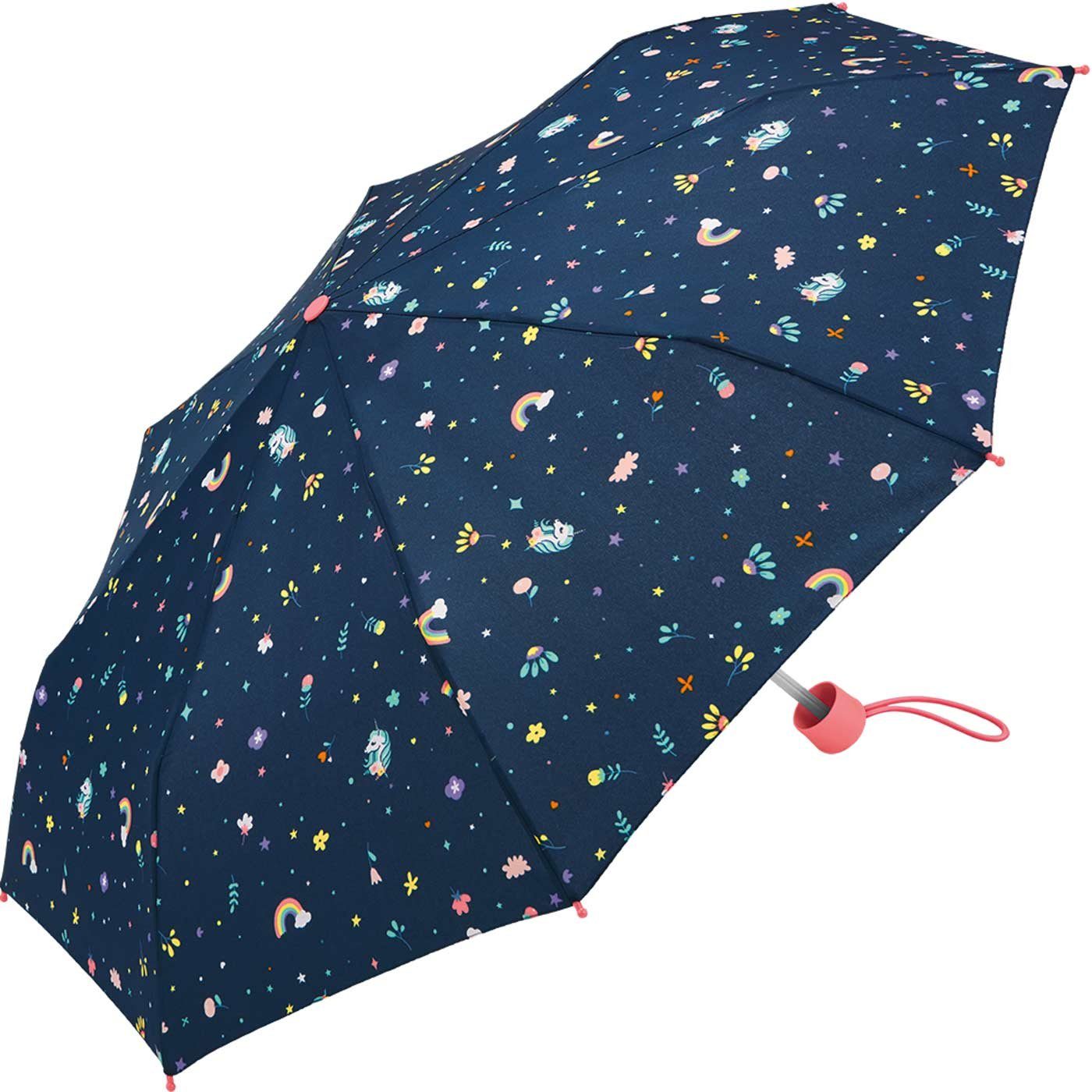 Esprit Taschenregenschirm kleiner, leichter Taschenschirm für Kinder, flach