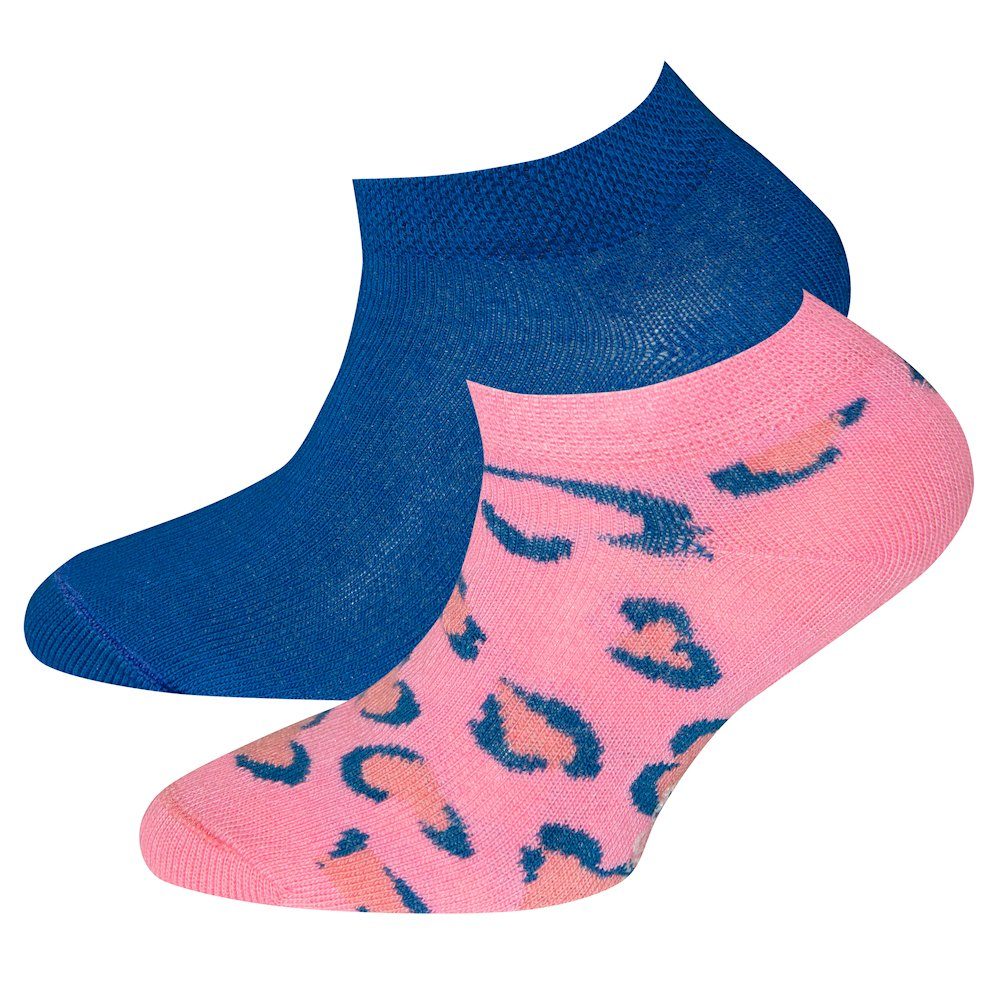 Sneakersocken Ewers Mädchen Sneaker Strümpfe Söckchen 2er Pack leo blau
