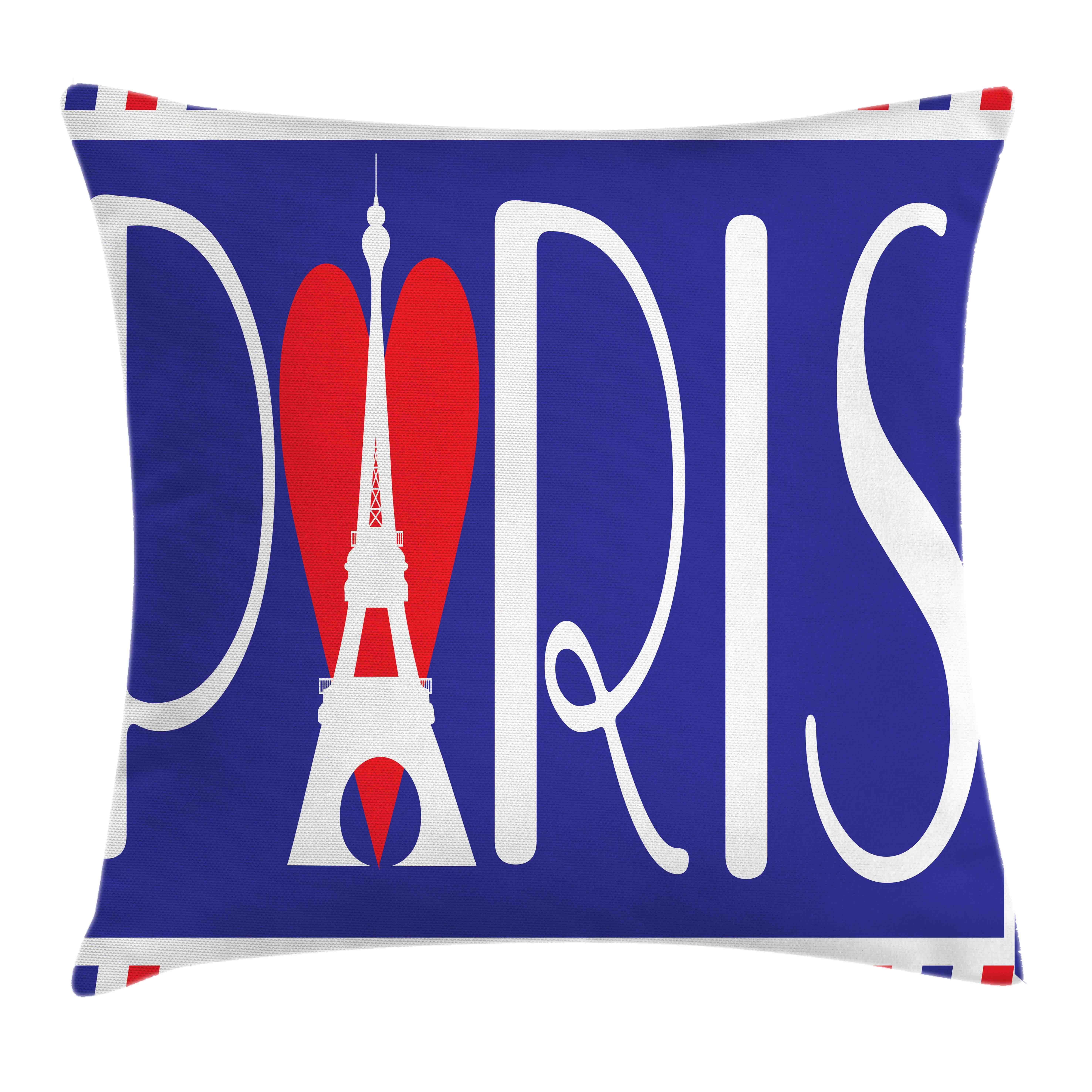 Bold Paris Beschriftung Beidseitiger Druck, Reißverschluss Klaren (1 Farbfesten Kissenbezüge Eiffelturm Stück), mit Abakuhaus Kissenhülle Farben mit Waschbar