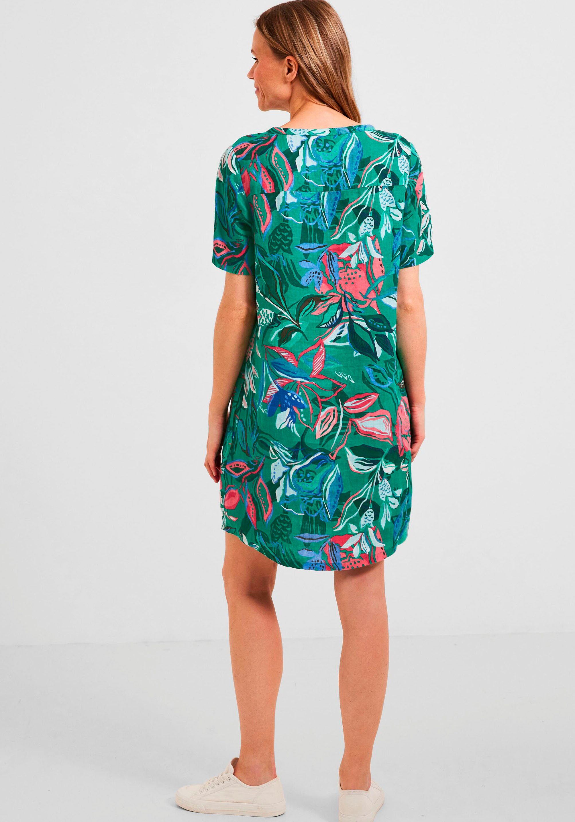 Cecil Druckkleid LINEN_printed Dress in trendiger trefoil Print Optik green