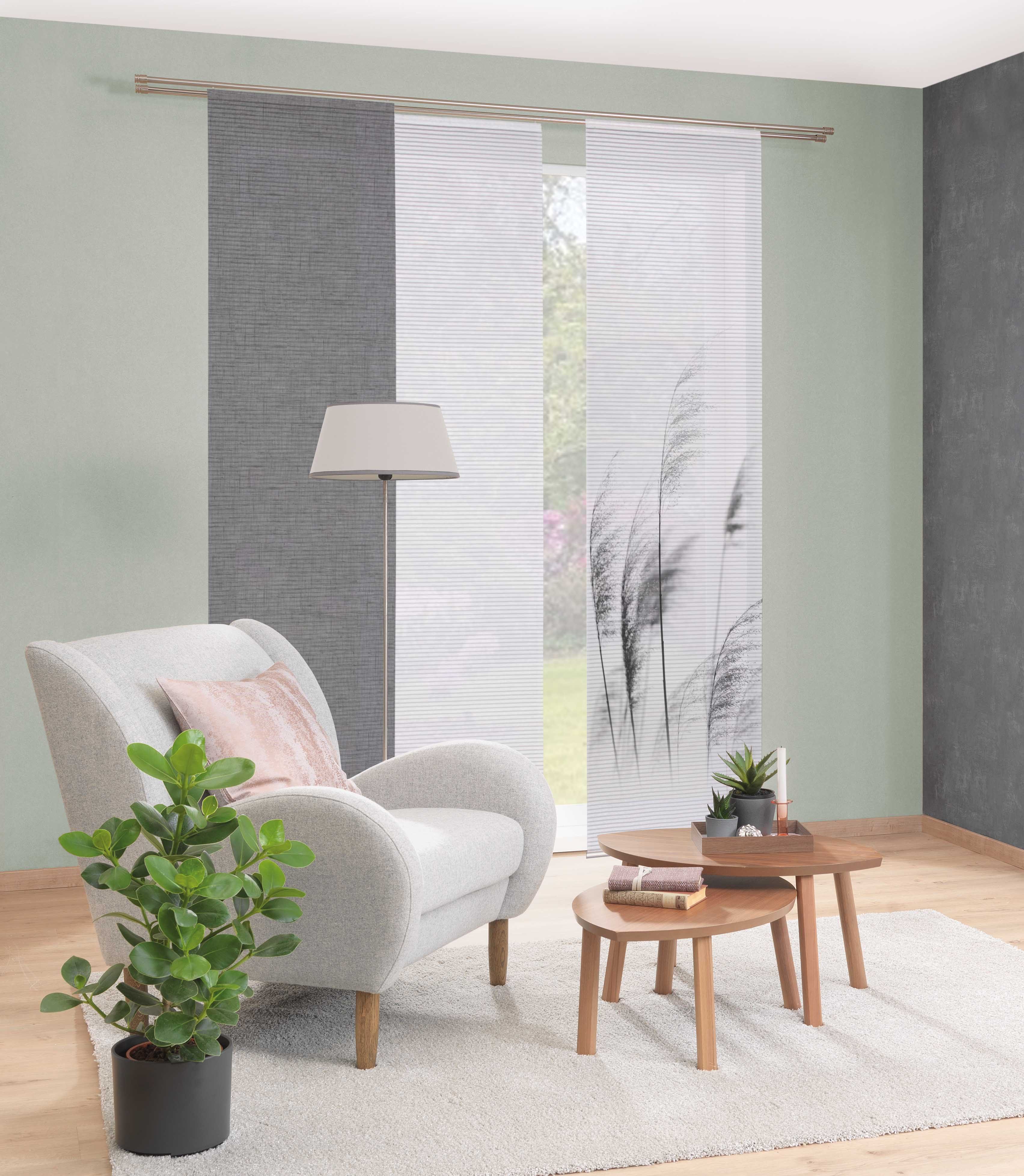 HOME in green Schiebegardine PAMILO (1 St), Paneelwagen, halbtransparent, Digitaldruck, Bambus, recycelt