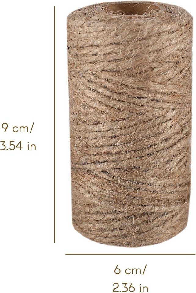 Thumbnail - Creative Deco 50m Juteschnur Natur Braun, 3 mm Dicke 3-Lagig Bastelgarn, 50,00 m