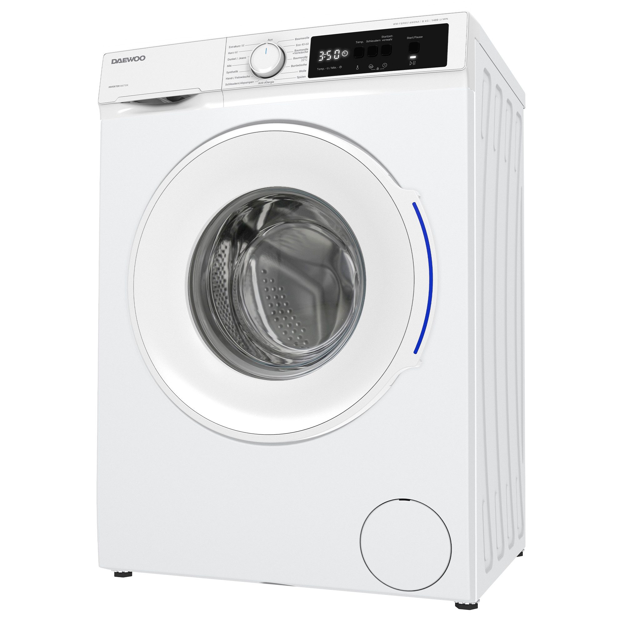 Daewoo Waschmaschine WM-FBR8514W0NA-DE, 8 kg, 1400 U/min, AquaStop, SoftTouch-Bedienung, Allergy Safe