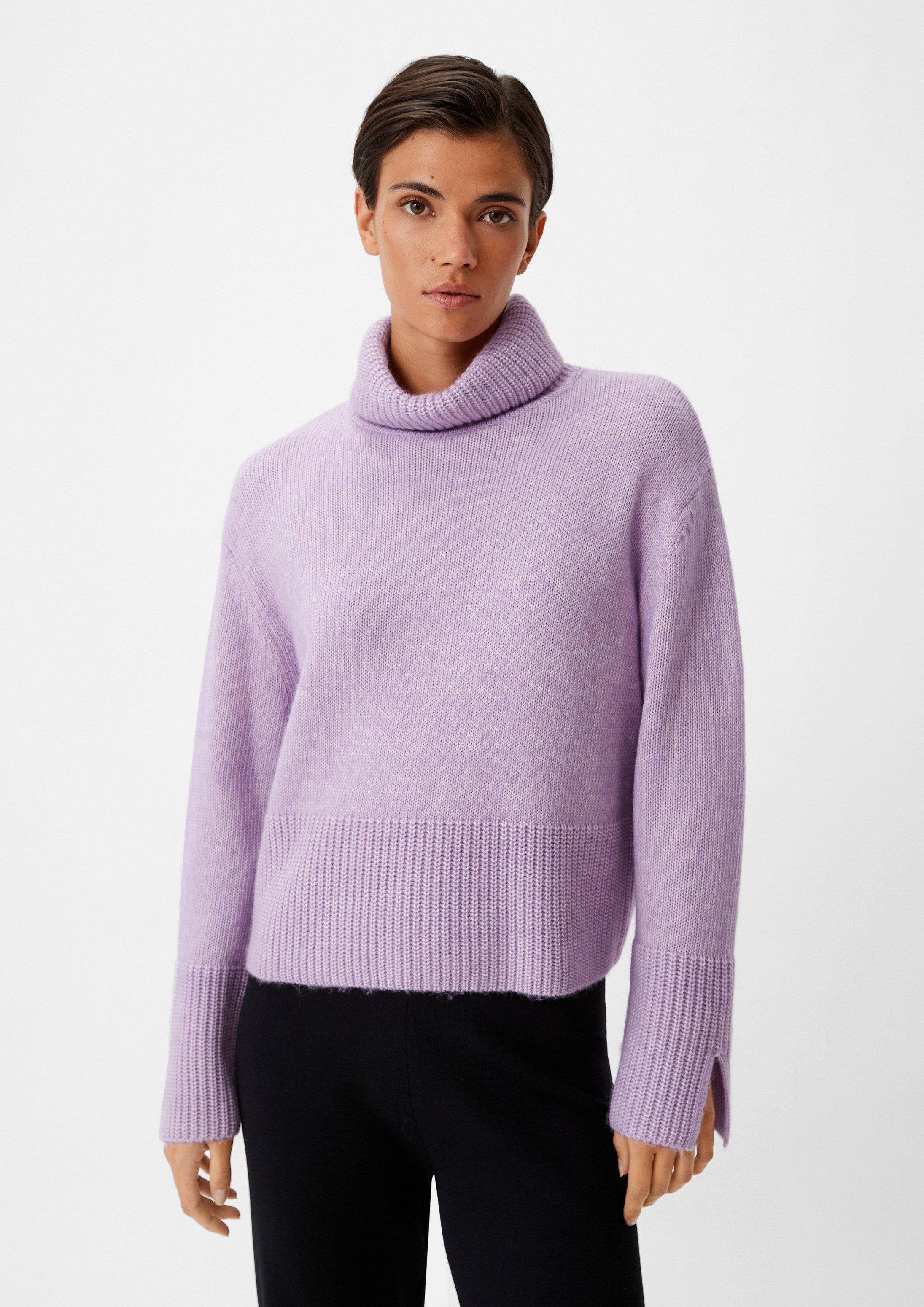 comma Longpullover Strickpullover Strickpullover mit breiter Rippblende