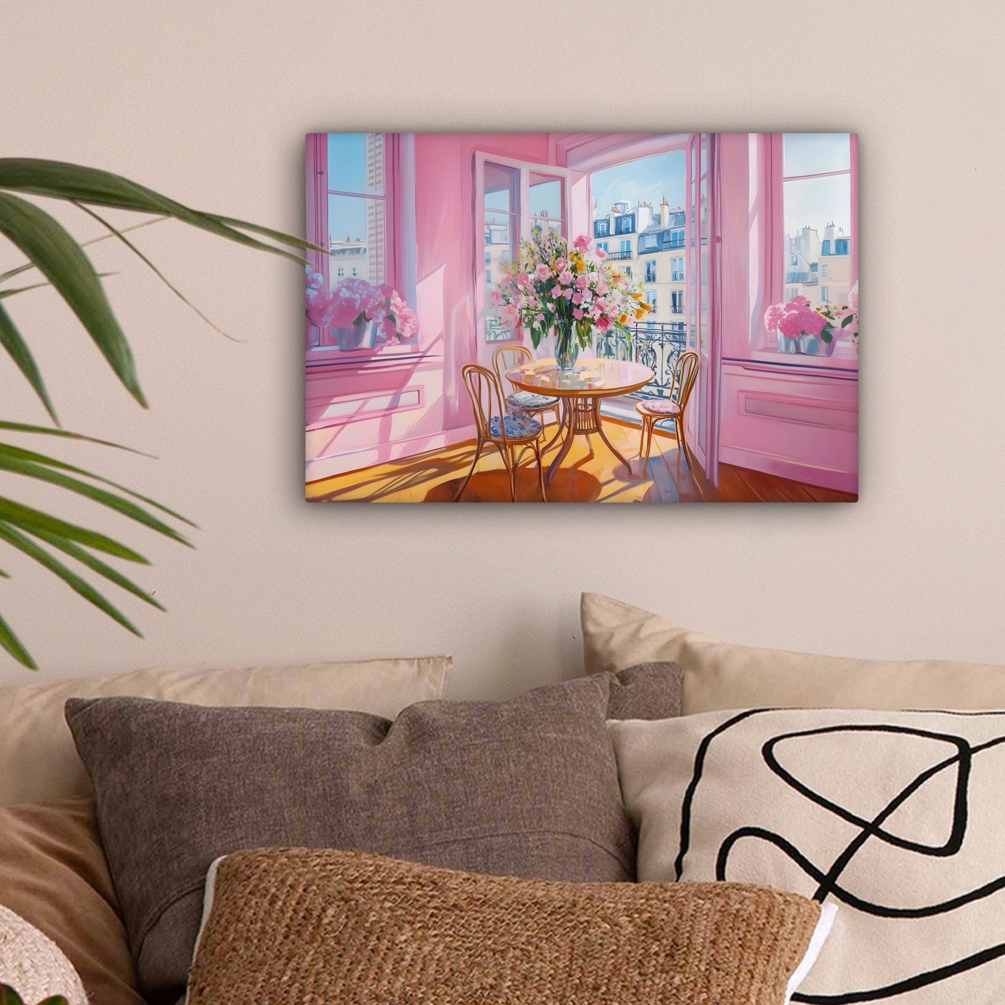 OneMillionCanvasses® Leinwandbild Rosa - Stadt - Blumen, Fotodruck (1 St), günstig online kaufen
