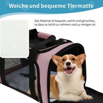 TWSOUL Tiertransporttasche Schulterklappbare Haustier-Reisetasche bis 7,00 kg, Große Aufbewahrungstasche,Selbstverriegelnder Reißverschluss