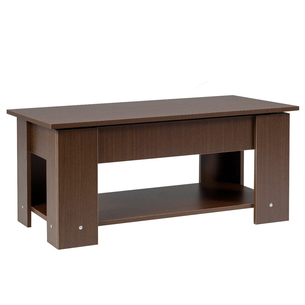 COSTWAY Couchtisch, höhenverstellbar, mit Ablagefach, Holz, 95x50x42cm