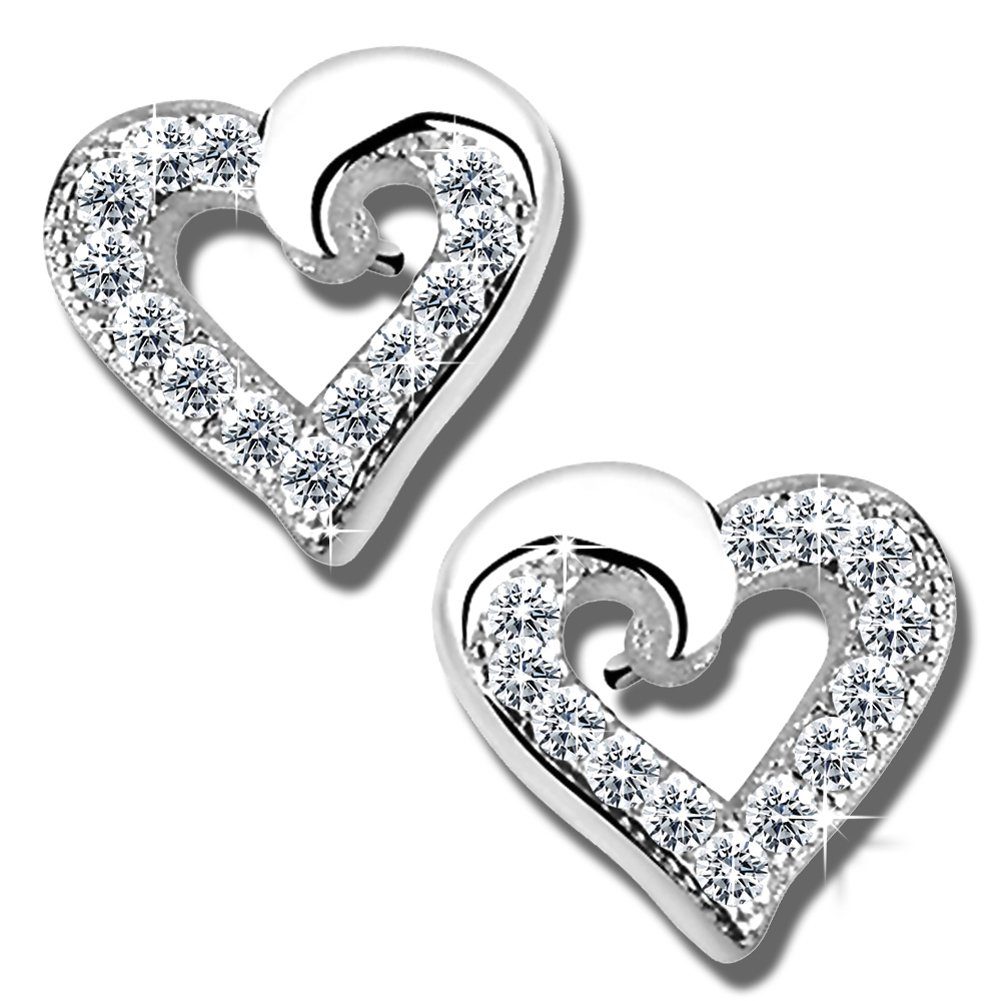 Limana Schmuckset Silber 925 God Rosegold Herz Kette Halskette mit Ohrringe Ohrstecker (inkl. Geschenkdose Echtschmuck Herzkette Herzohrringe), Liebesgeschenk L – Bild 5 von 5