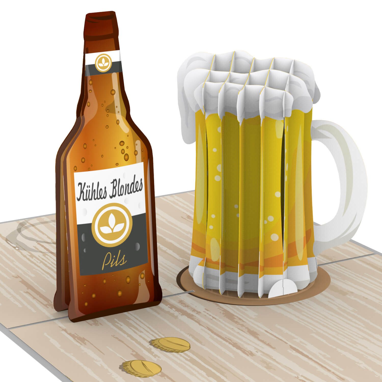 papercrush Geburtstagskarte Bier Pop-Up Karte