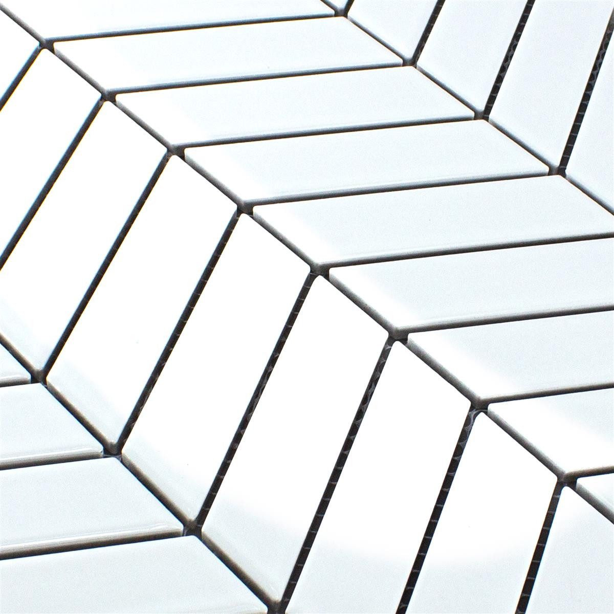 Mosafil Mosaikfliesen Keramik Mosaik Fliesen Elbistan Glänzend, Keramik 30.300x28.900, weiß, Verlegefertig auf ein Netz geklebt - Frostsicher - Wasserfest