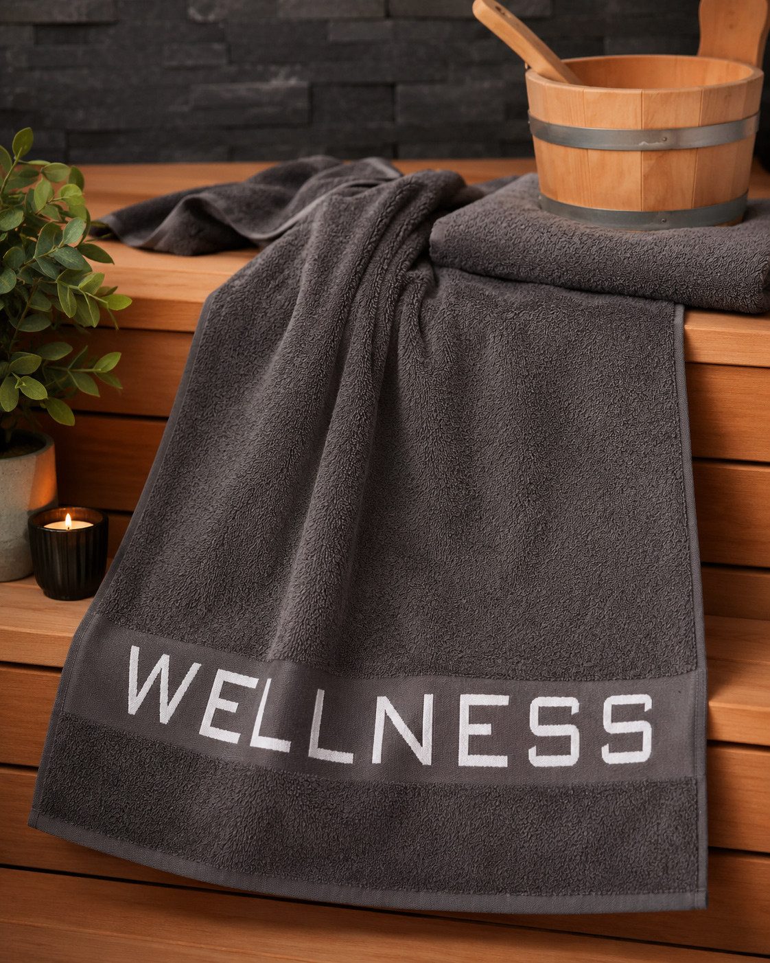 heimtexland Saunatuch Wellness Sauna Handtuch Badetuch Walkfrottier, Walkfrottee (Stück, 1-St), Jacquard Bordüre, weich und saugstark, Duschtuch, 70x180 cm