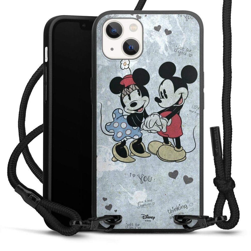 DeinDesign Handyhülle Disney Mickey & Minnie Mouse Vintage Mickey&Minnie In Love, Apple iPhone 13 Premium Handykette Hülle mit Band Case zum Umhängen