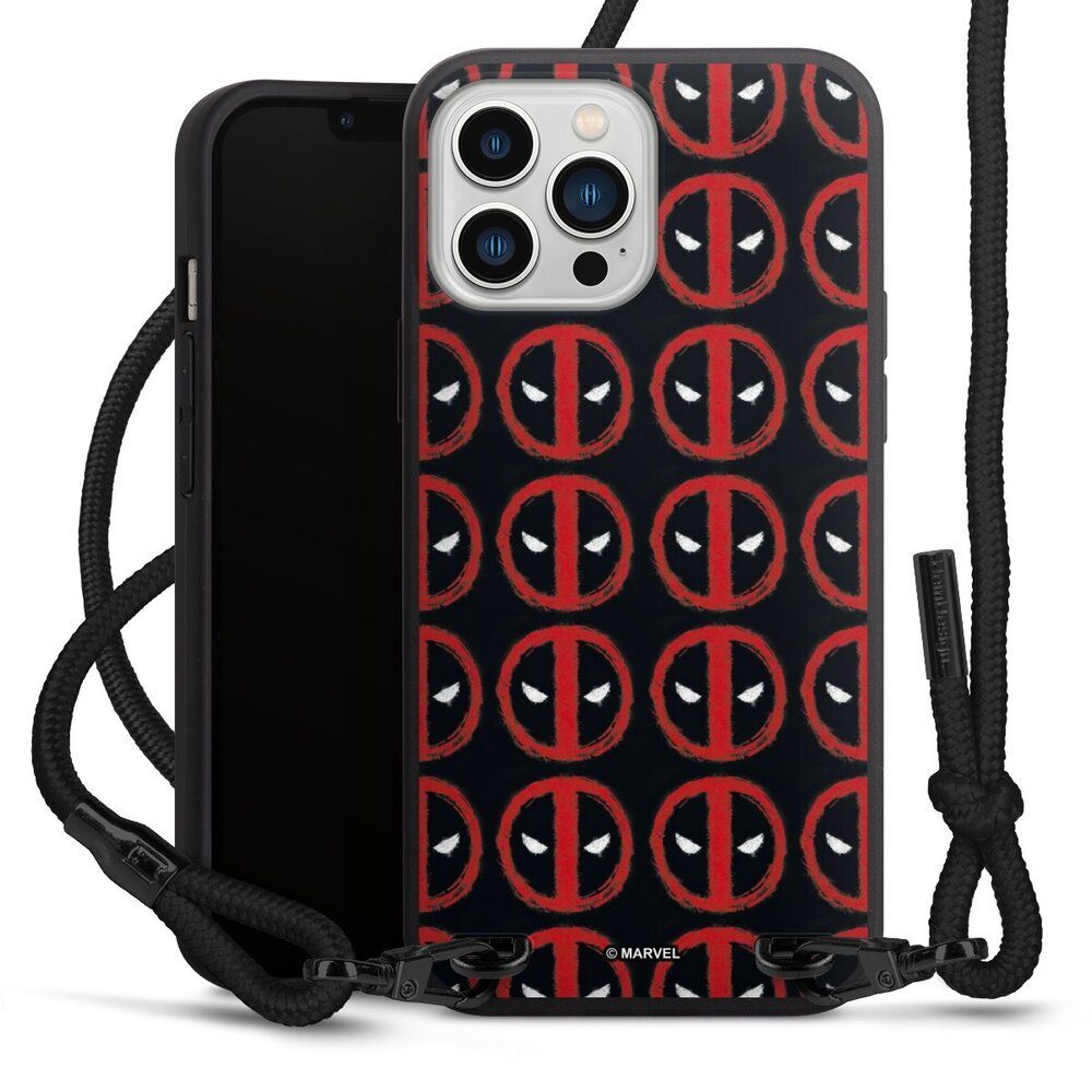 DeinDesign Handyhülle Deadpool Pattern, Apple iPhone 13 Pro Max Premium Handykette Hülle mit Band