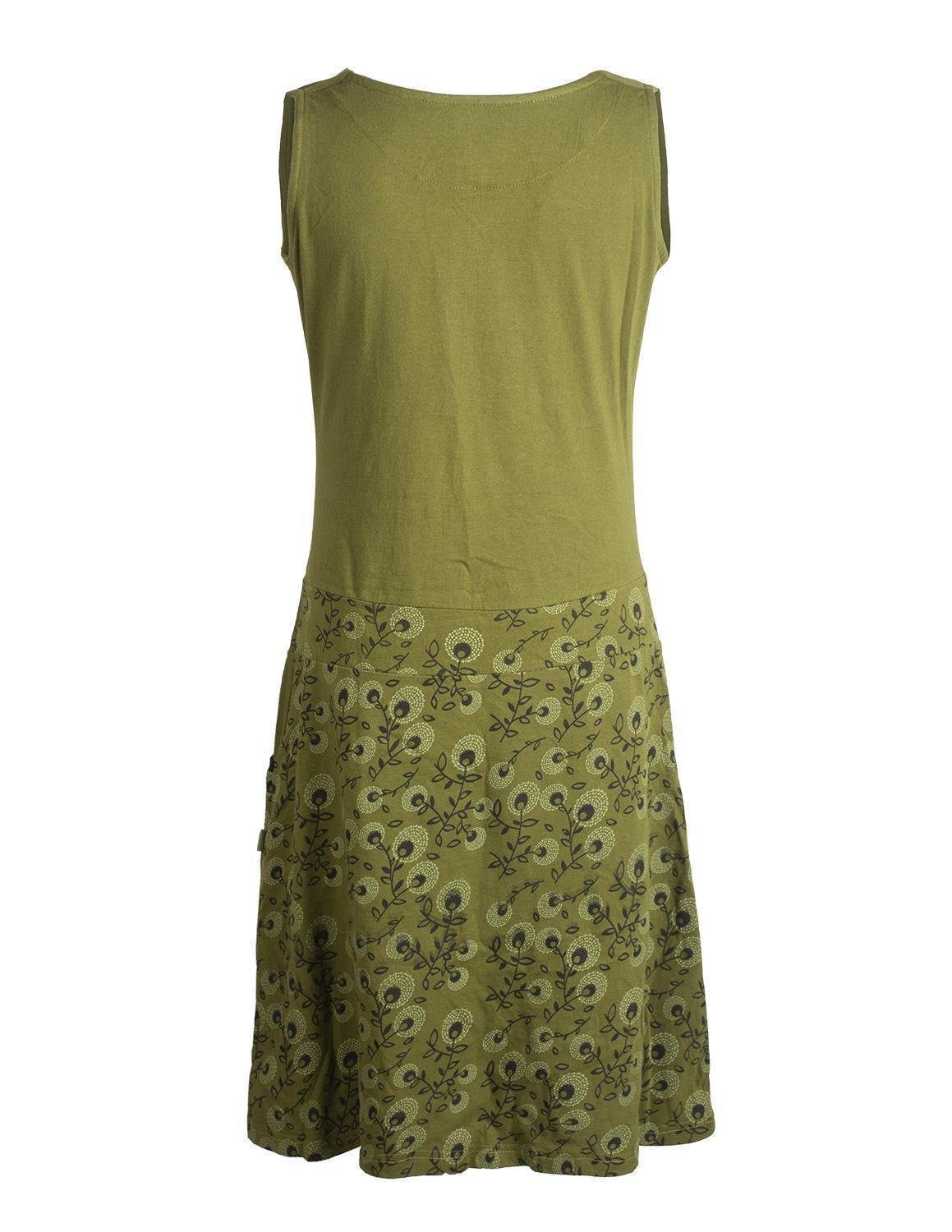 Vishes Sommerkleid Kleid Blumen-Muster, Wasserfall-Kragen und Taschen Hippie, Ethno, Goa, Elfen Style