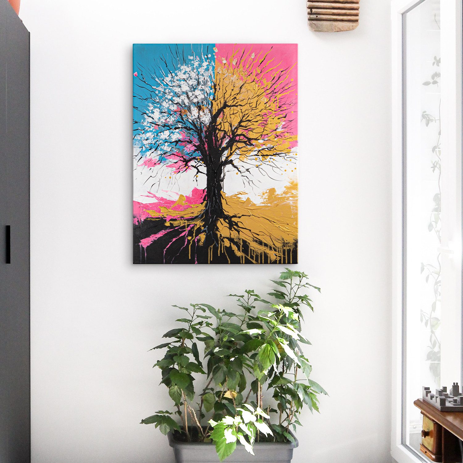 AUREDAS Gemälde handgemaltes Gemälde Baum Abstrakt Chromatischer Wipfel 60x80