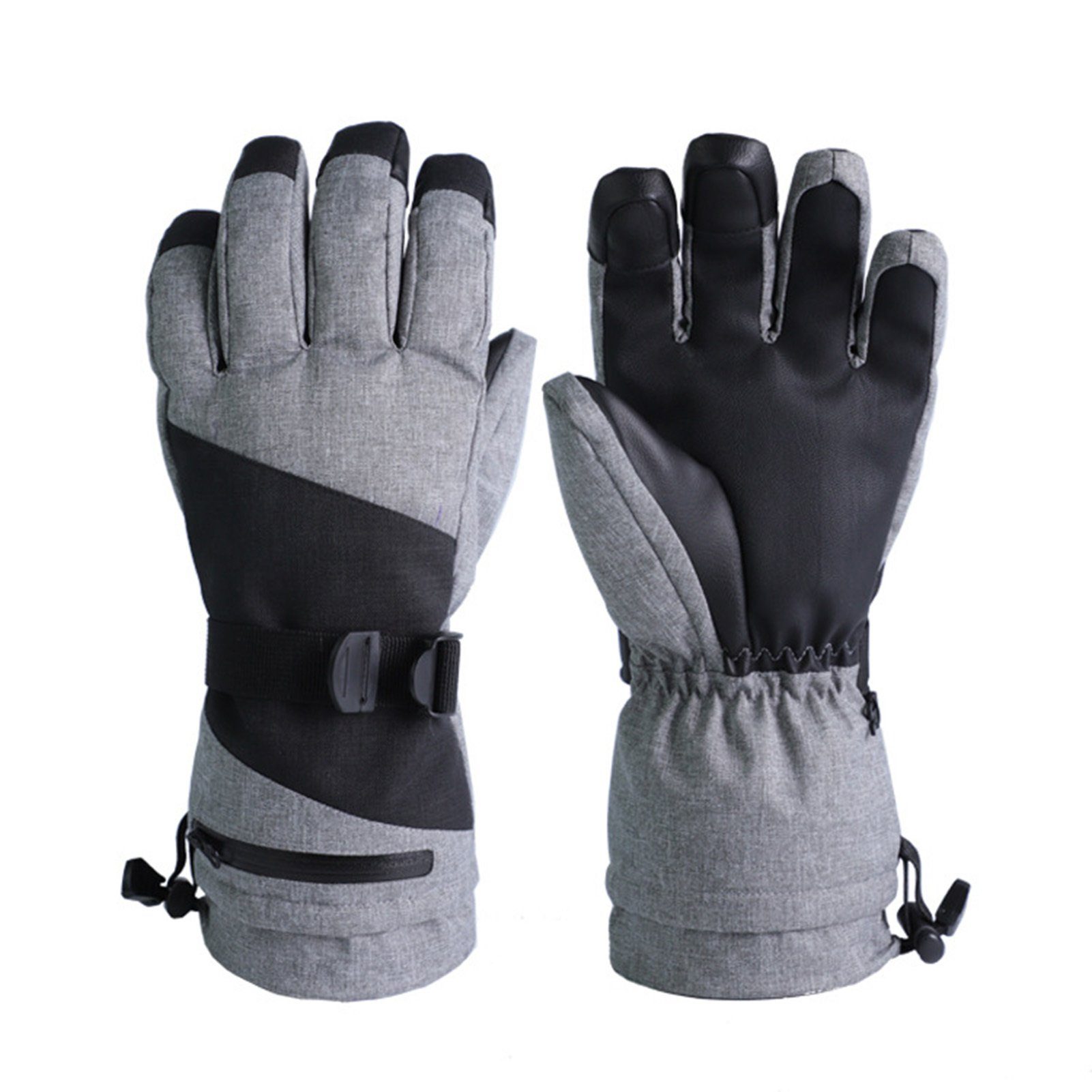 Blusmart Skihandschuhe Unisex-Fahrradhandschuhe, Touchscreen-Fleece-Thermo-Skihandschuhe grey