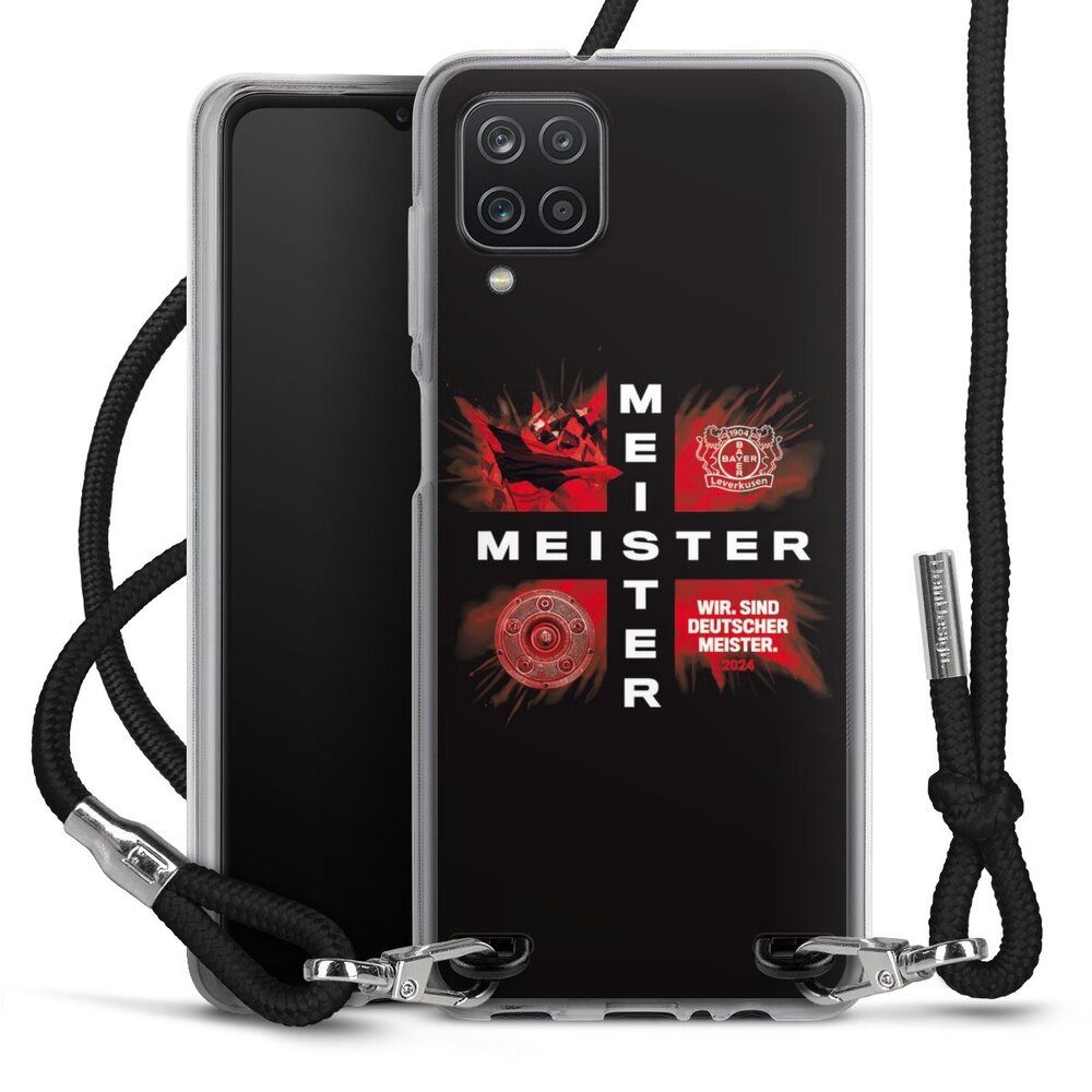 DeinDesign Handyhülle Bayer 04 Leverkusen Meister Offizielles Lizenzprodukt, Samsung Galaxy A12 Handykette Hülle mit Band Case zum Umhängen