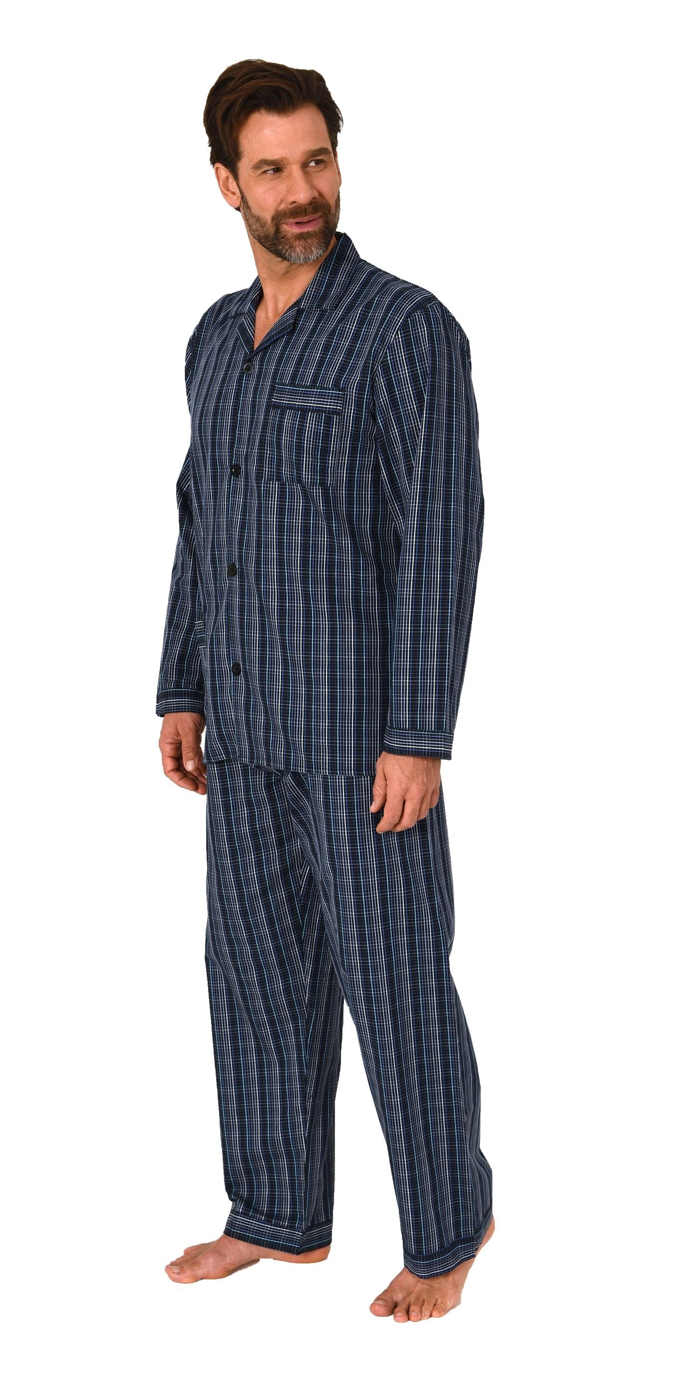 Normann Pyjama Gewebter Herren Pyjama, durchknöpfbarer Schlafanzug mit Stre günstig online kaufen