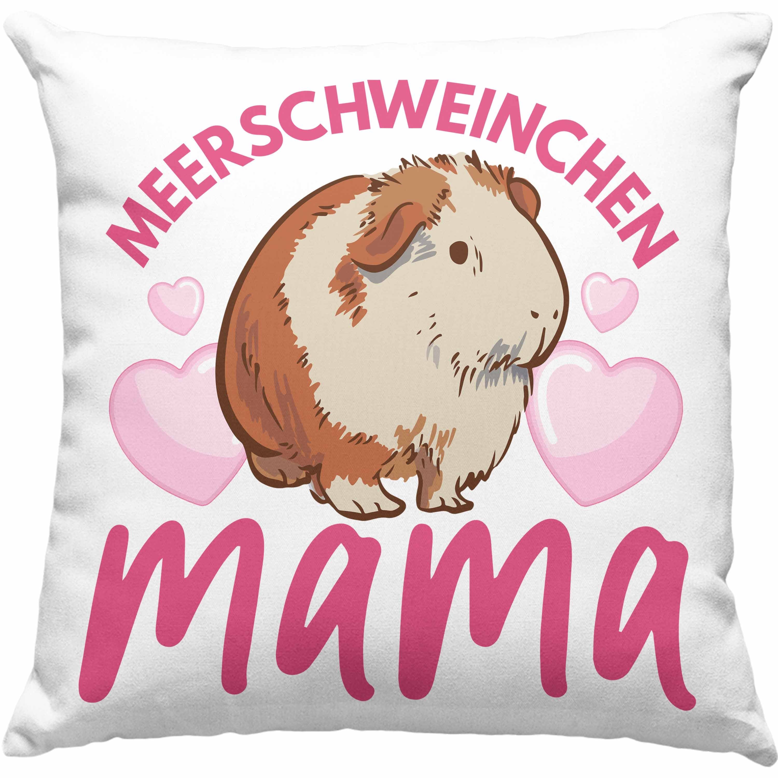 Dekokissen Mädchen Muttertag Geschenk Mama Meerschweinchen - Dekokissen Spruch Trendation Füllung 40x40 mit Kissen Grau Trendation