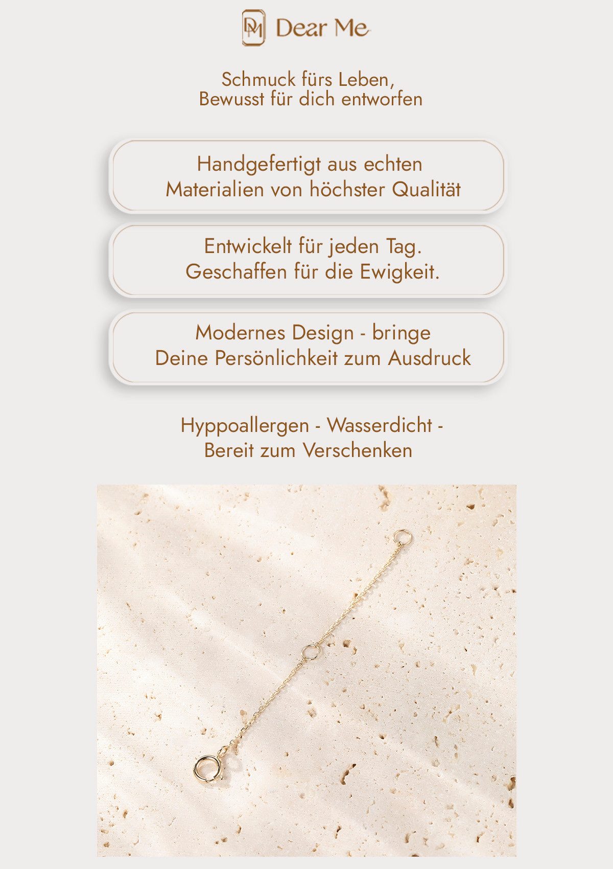 Dear Me Kettenverlängerung Kettenverlängerung Gelbgold 585, Verlängerungskette Weißgold 375, 5 cm, Verlängerungskettchen 14K Gold, 9K Gold Halskette Verlängerun – Bild 3 von 4