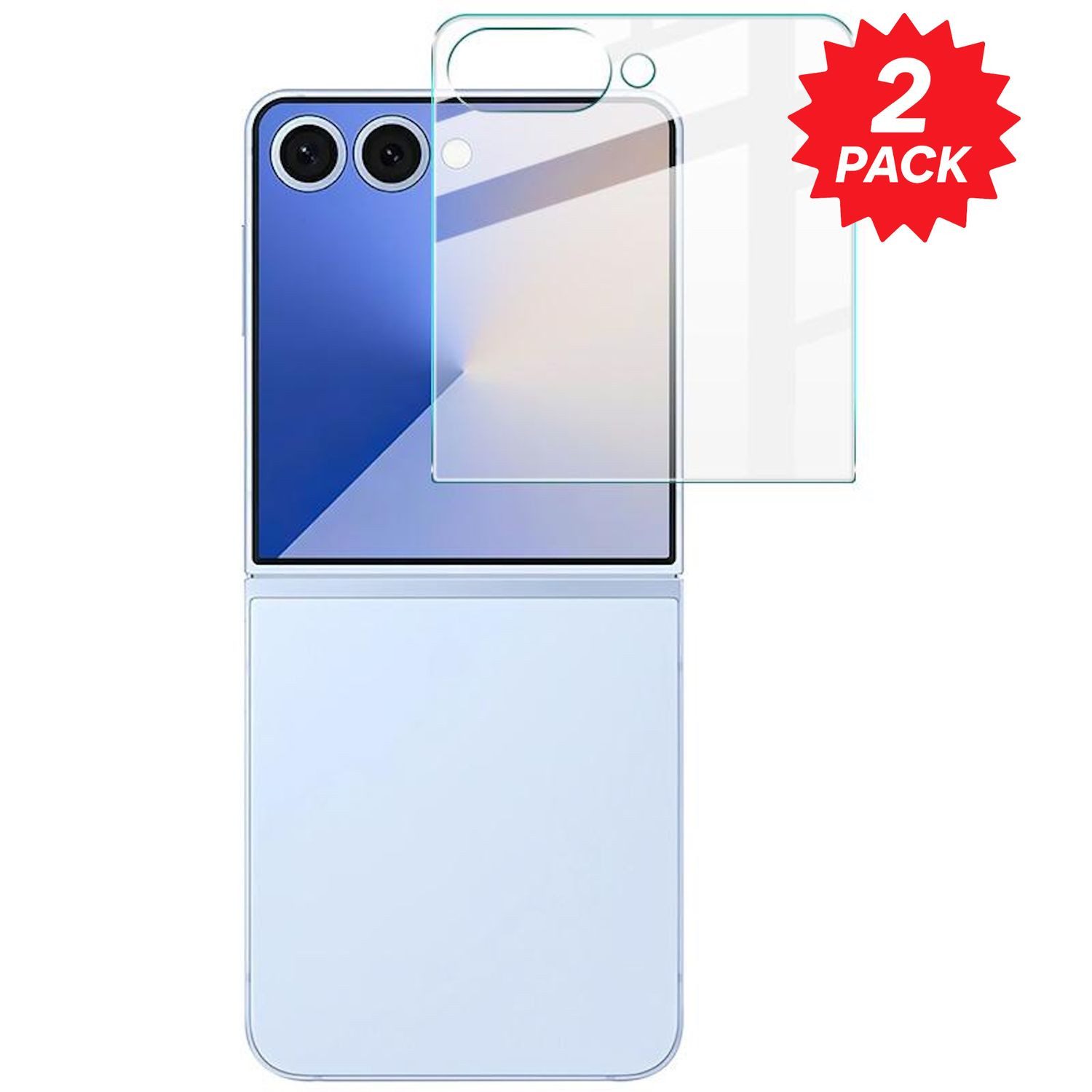 Wigento Handyhülle Für Samsung Galaxy Z Flip7 5G 2x Back Screen 2.5D 9H Schutz Hart Glas, Spar Set 0,26mm 9H 2.5D Hart Glas Folie, hoher Schutz
