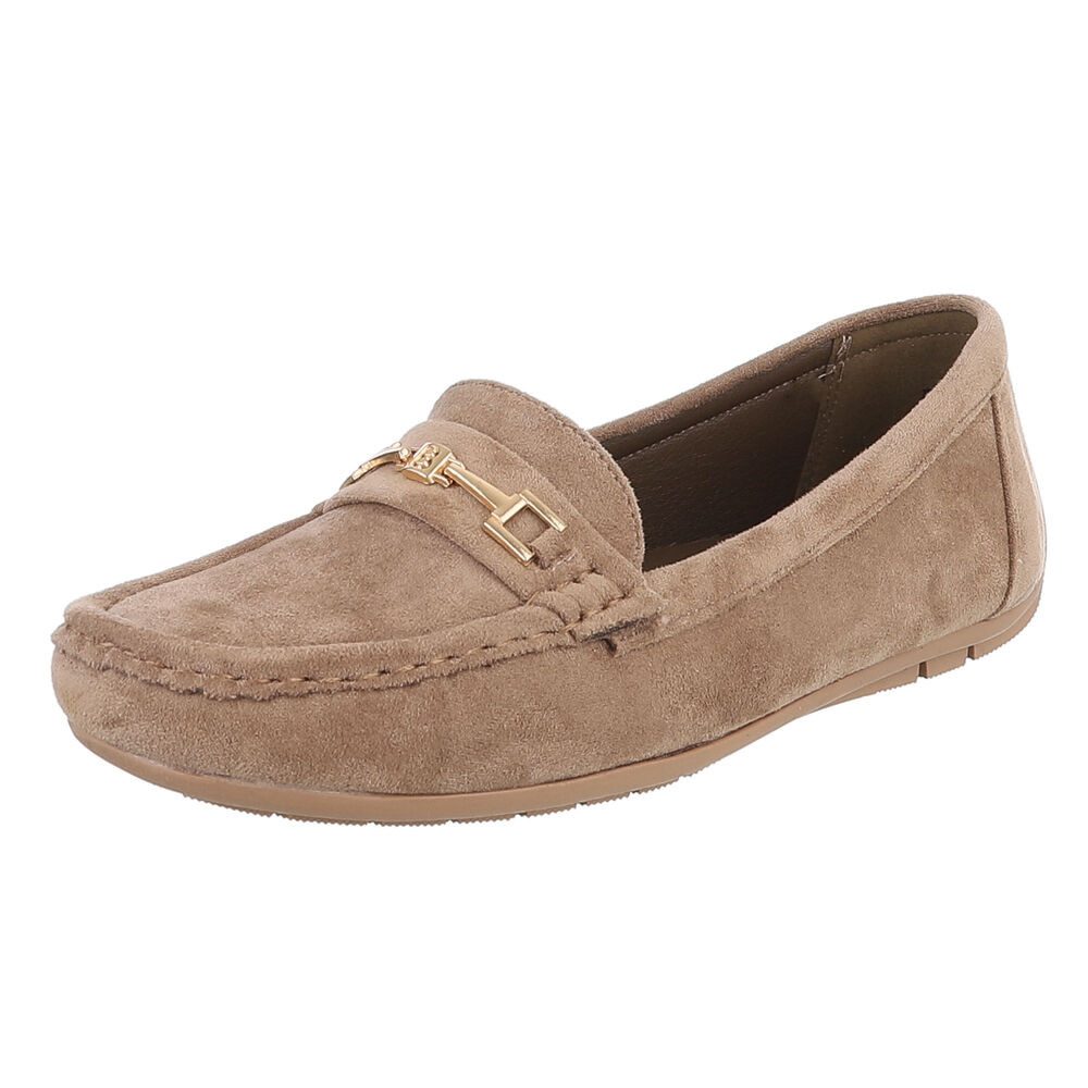 Damen Mokassin Slip-On Loafer mit Zierdetail Slipper
