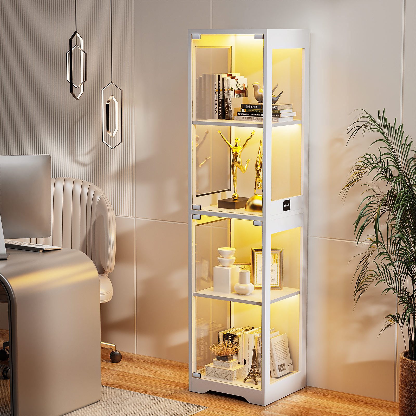 BROTTAR Glasvitrine Ausstellungsschrank mit Glastür, 4-stufiger Kuriosekabi günstig online kaufen