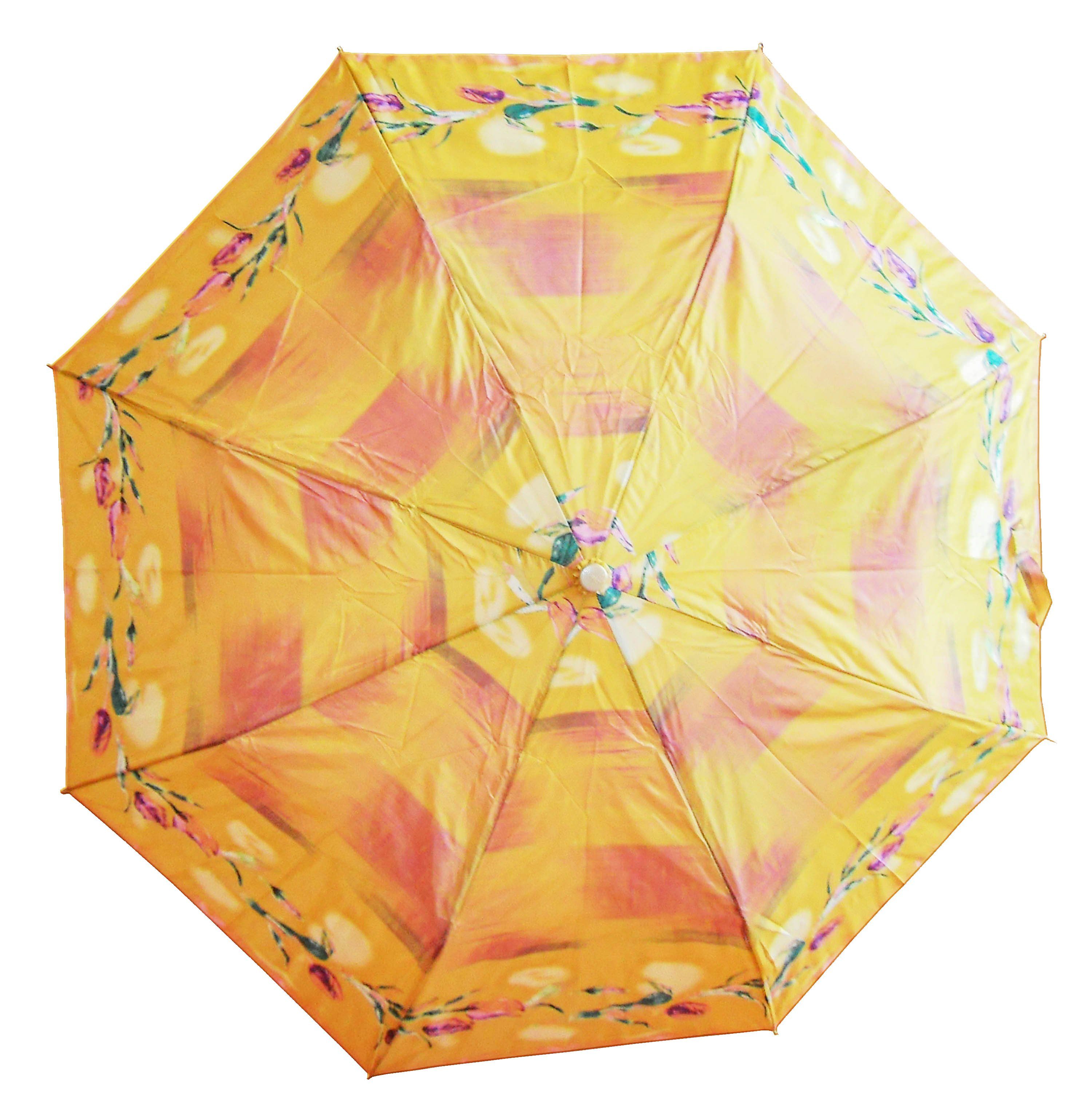 Taschenregenschirm Automatik REGENSCHIRM Ø100cm Taschenschirm 31-59cm Schirm 3521 Länge (Gelb), Taschenregenschirm Gelb