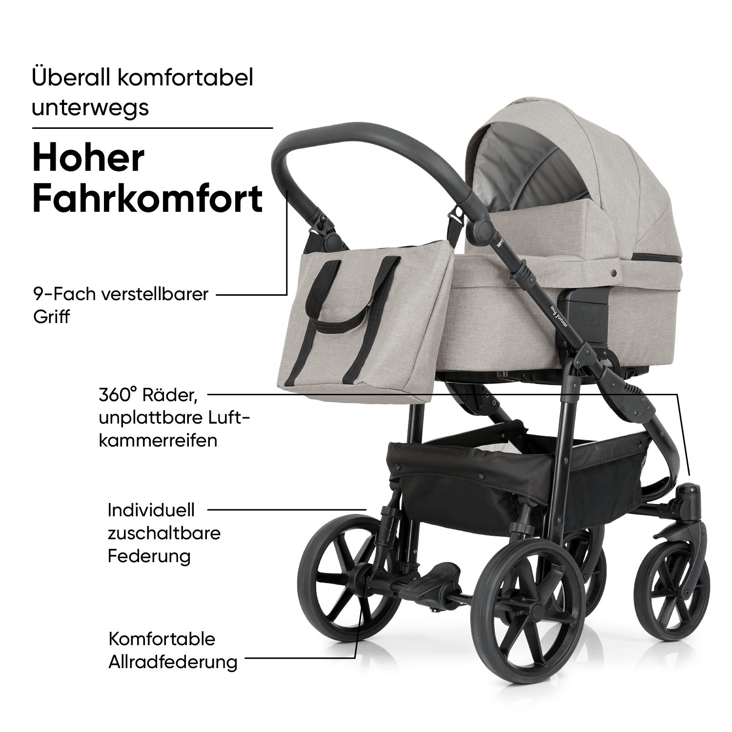 my junior Kombi-Kinderwagen my junior® MIYO² Nature Beige 2in1