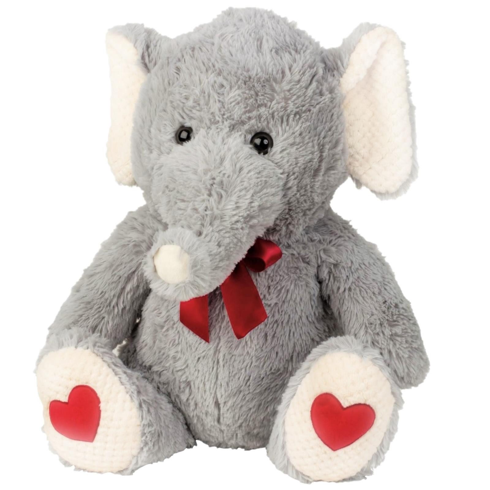 Geschenkestadl Kuscheltier Süßer Elefant mit roten Herzen Plüschelefant – 48 cm Kuschelfreund (Packung, 1-St., Elefant aus Plüsch), Samtherzen an den Pfoten
