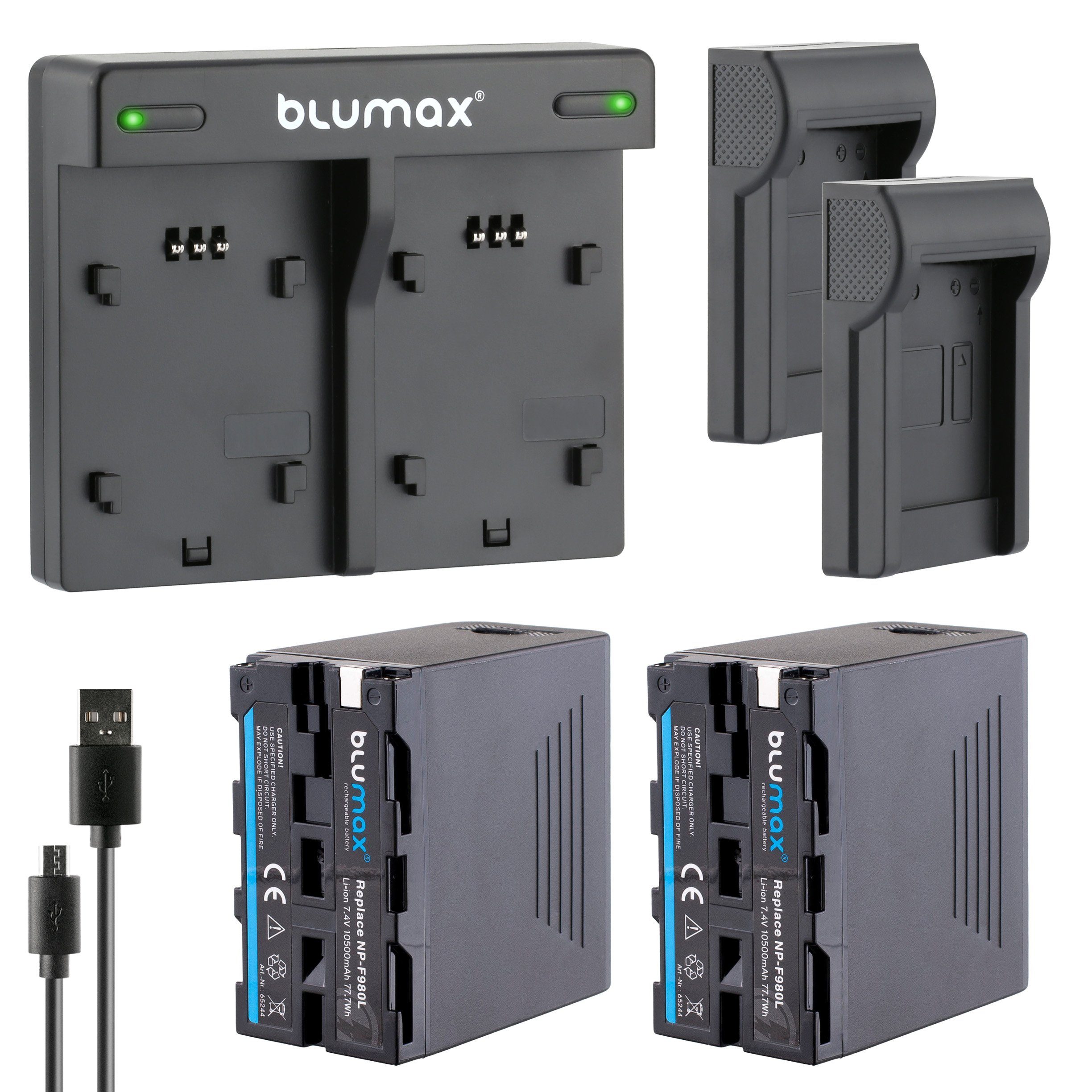 Blumax Set mit Lader für Sony NP-F980L NP-F960 10500 mAh Kamera-Akku