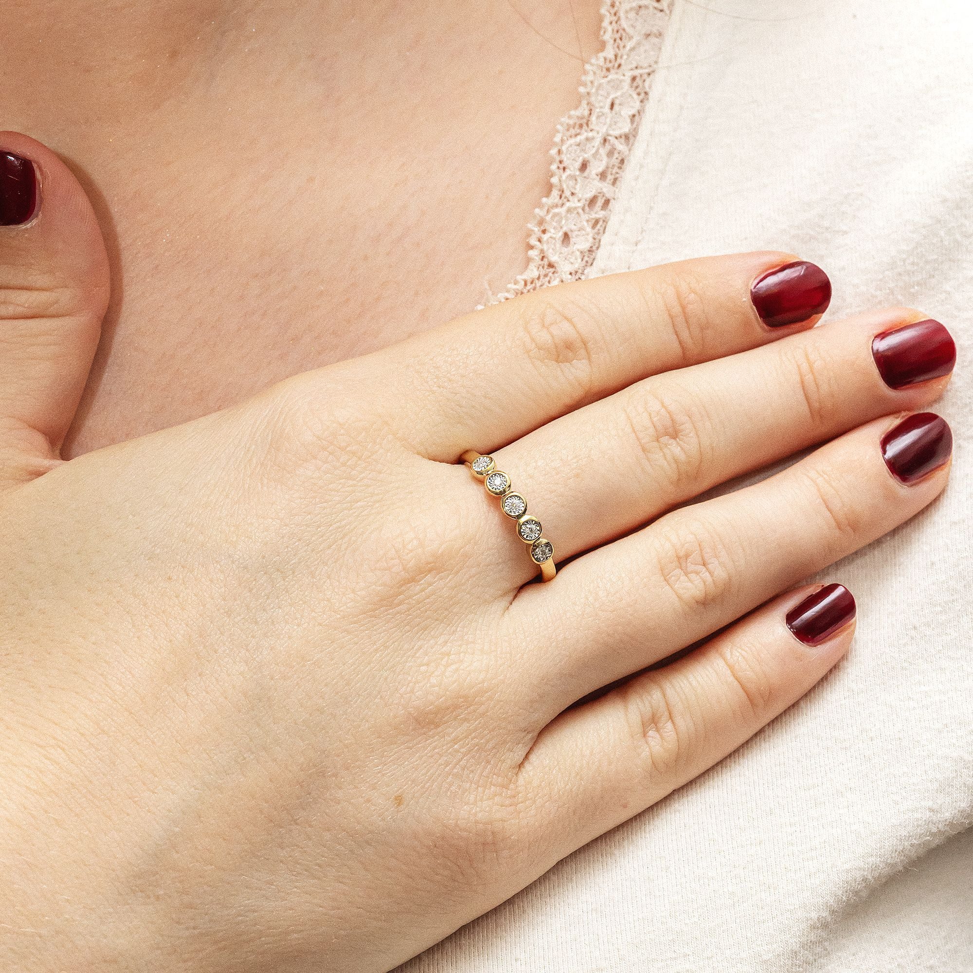 Diamonds by Ellen K. Fingerring Gold 585 zweifarbig mit 5x Brillant zus. 0,05ct.
