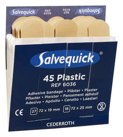 Cederroth Erste-Hilfe-Set, Salvequick Nachfülleinsätze 6 x 45 Pflaster wasserabweisend