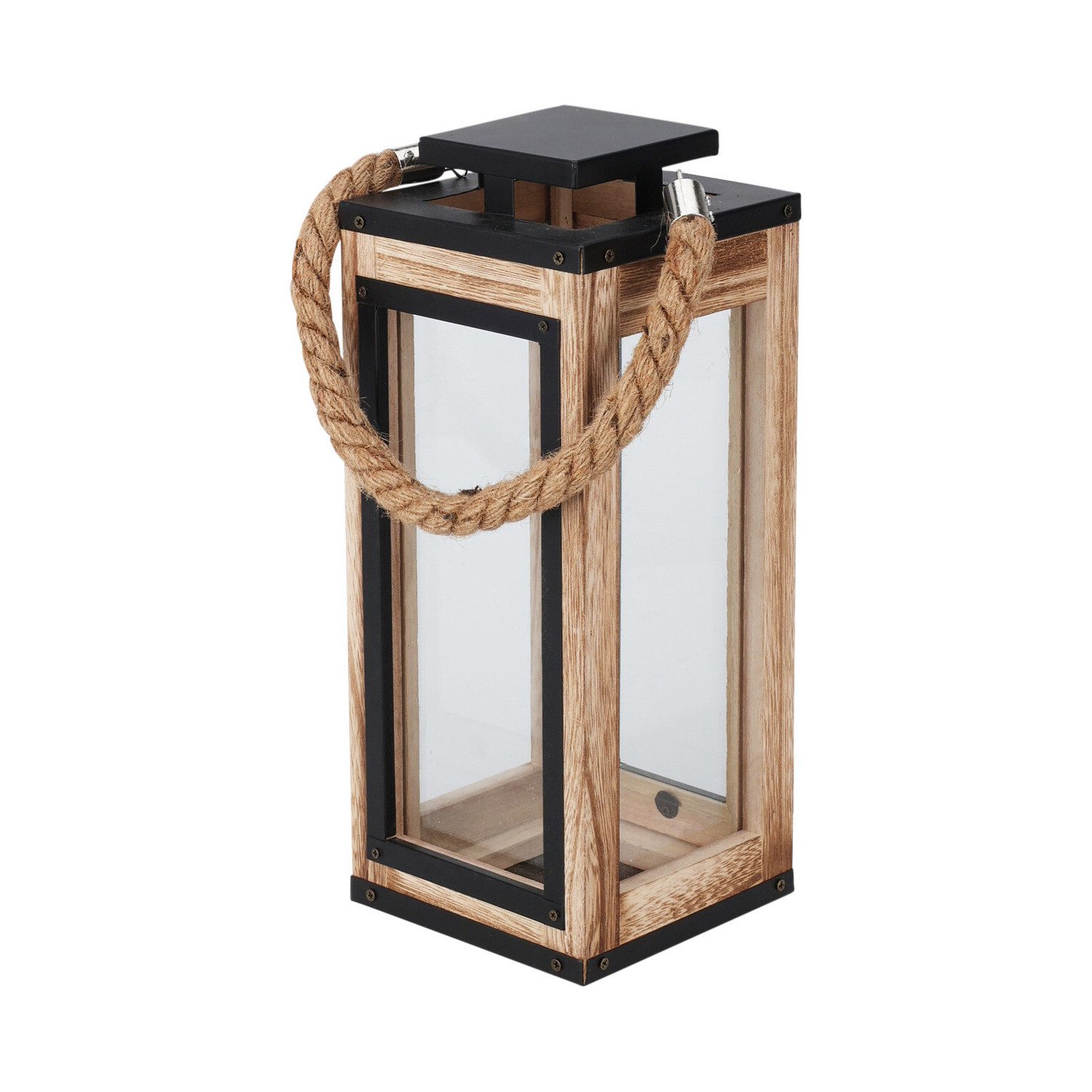 Mojawo Laterne 2-teiliges Laternen-Set aus Holz mit Metalldach Deko-Laterne günstig online kaufen