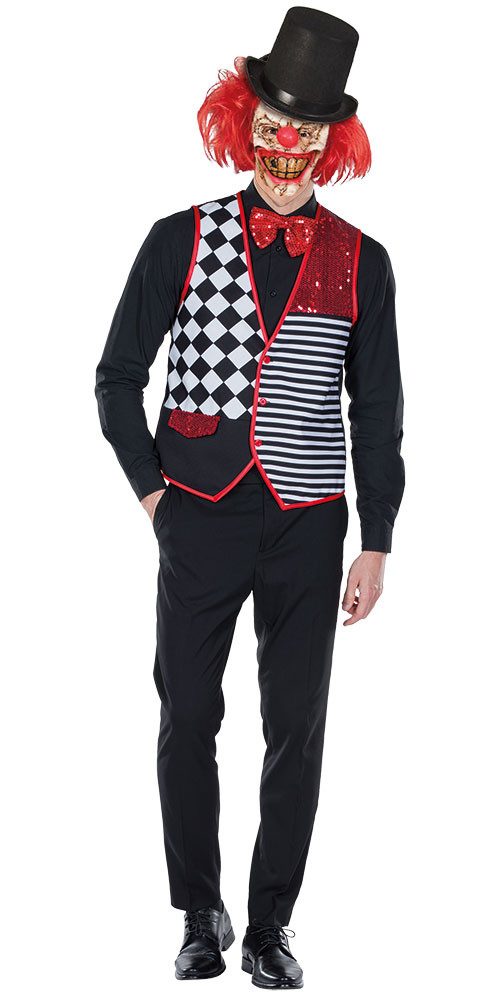 Karneval-Klamotten Kostüm Horror Pierrot Herren grusel Halloweenkostüm Narr, Herrenkostüm Halloweenkostüm Männer Clown Harlekin Weste Karneval