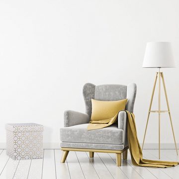 relaxdays Sitzwürfel Sitzwürfel in Weiß-Gold