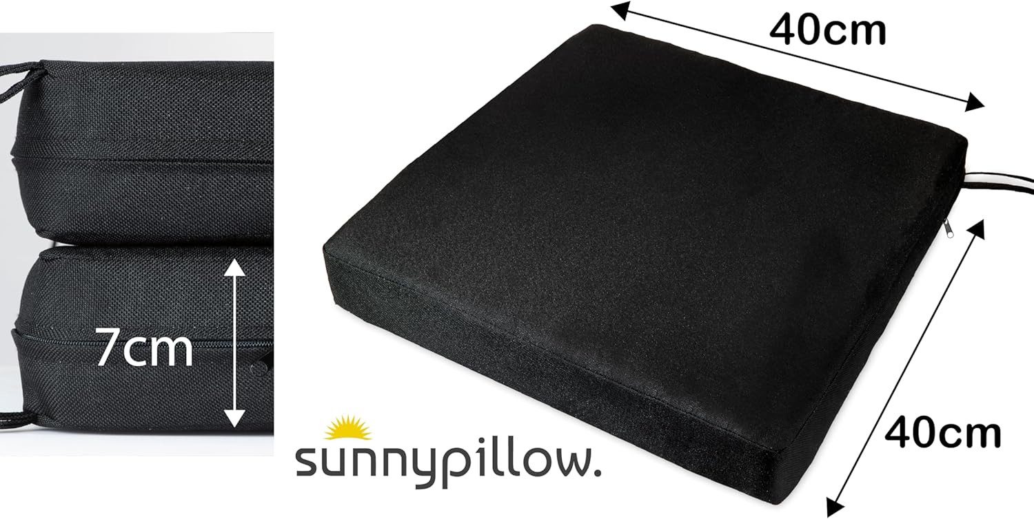 sunnypillow Stuhlkissen 2er Set Stuhlkissen mit Bändern "HAVANA" viele Farben zur Auswahl, Schwarz