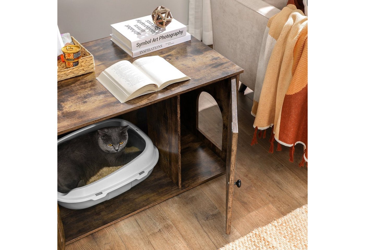 Thumbnail - FEANDREA Katzentoilette, 80 x 53 x 49,2 cm, mit herausnehmbarem Trennwand