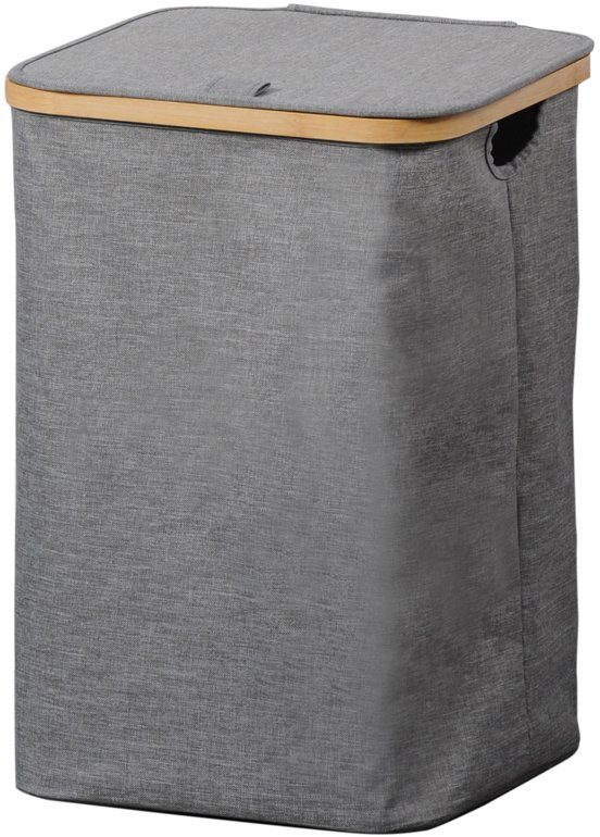 KESPER for kitchen & home Wäschebox, mit Klappe, Sehr stabil durch  Holzstreben aus zertifiziertem Bambus | Wäschekörbe