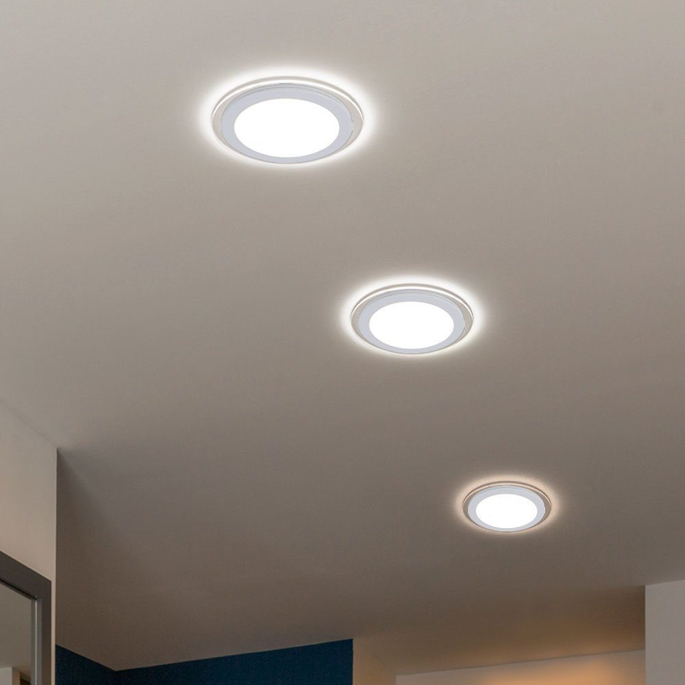 Einbau verbaut, LED Spots Warmweiß, fest Einbaustrahler, 12er rund Ess Strahler Zimmer LED Design etc-shop Set LED-Leuchtmittel Wand