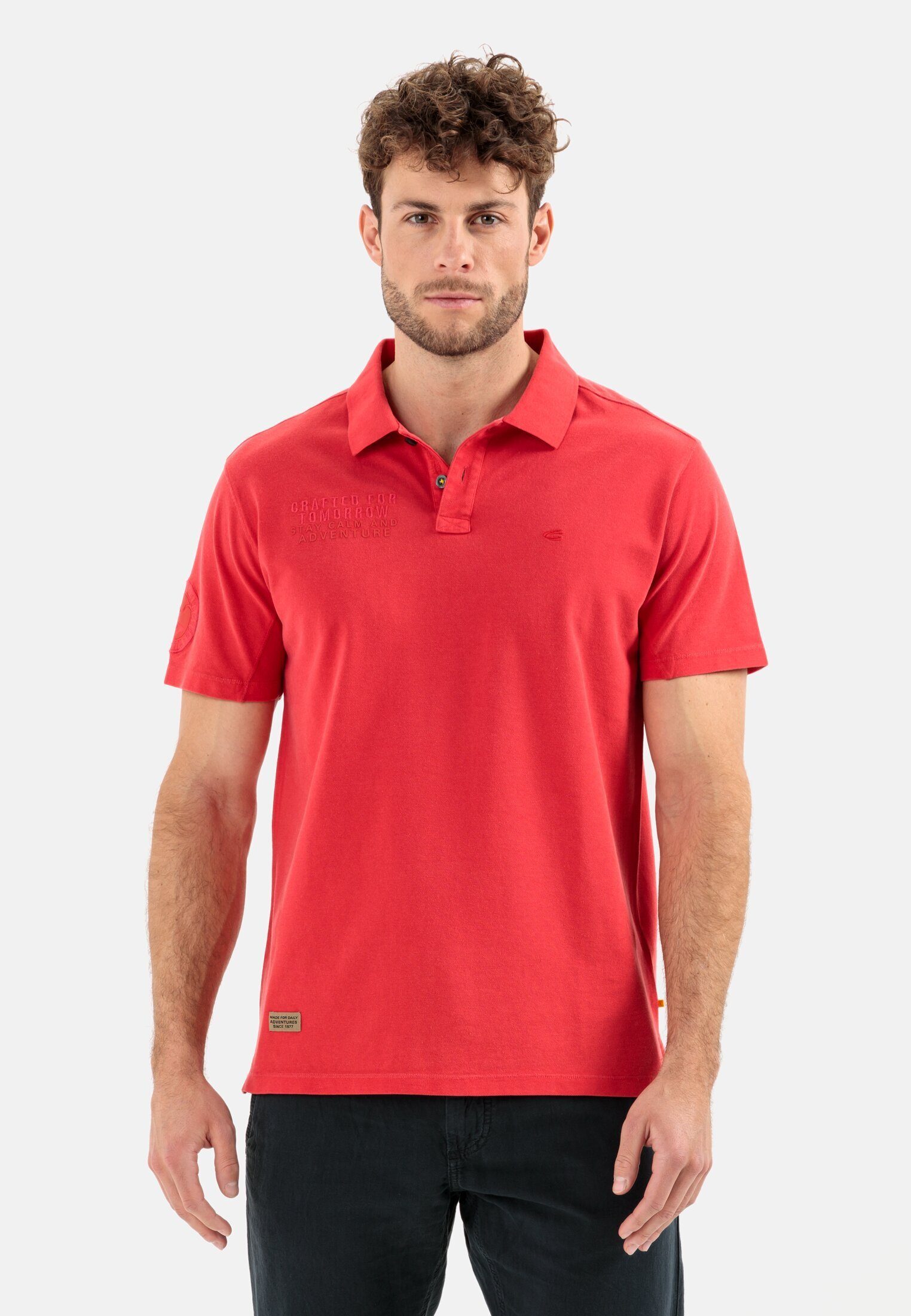 camel active Rot reiner Baumwolle Poloshirt aus Shirts_Poloshirt