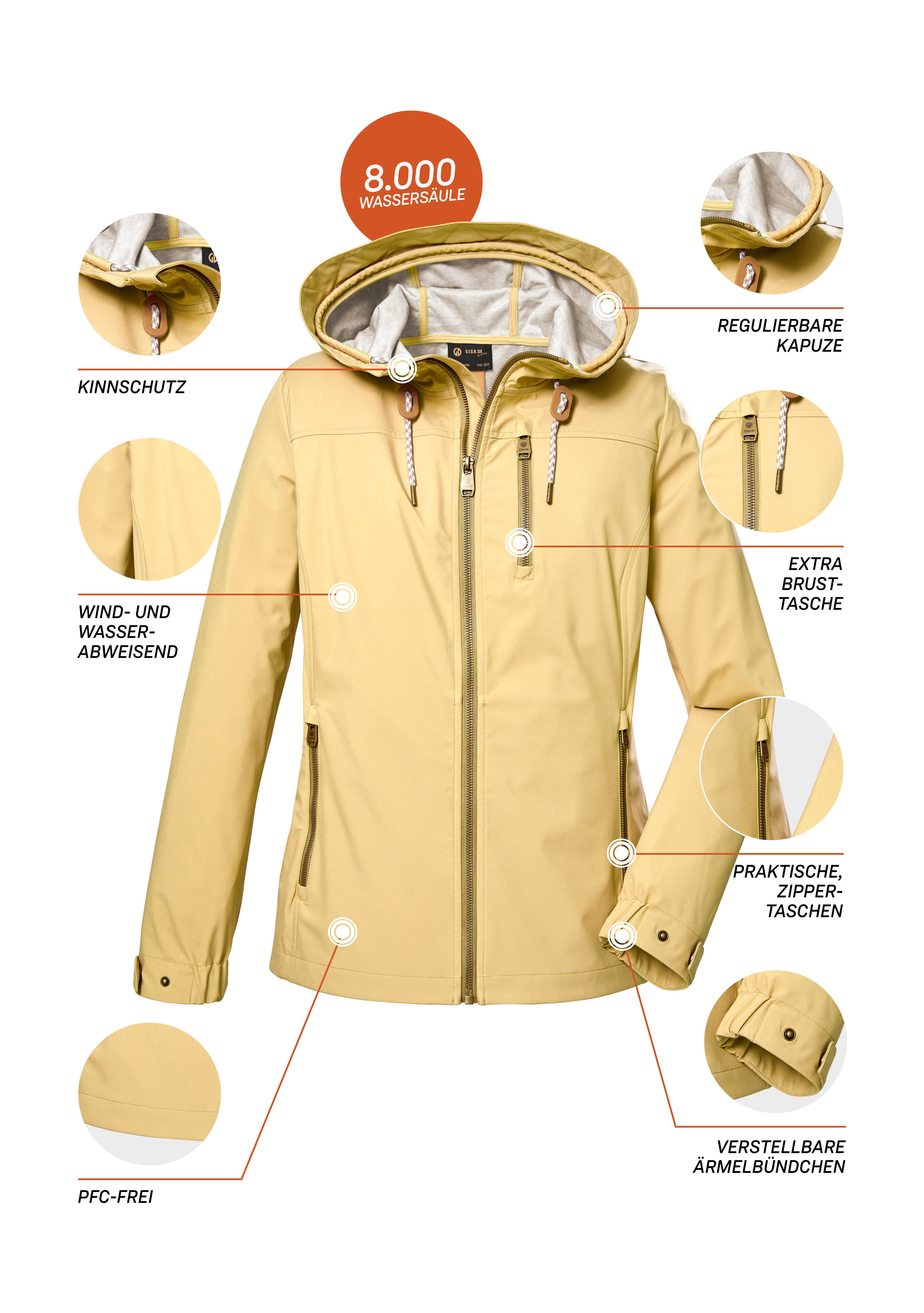 G.I.G.A. DX by killtec Softshelljacke GS 24 WMN SFTSHLL JCKT Wasserabweisende Softshelljacke, verstellbare Kapuze, winddicht