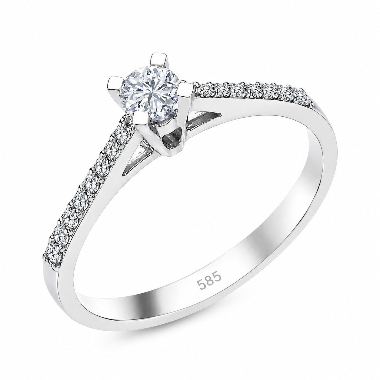 EinStein Diamant Diamantring 0,34 Carat Diamant Solitär Ring Antragsring 14 Karat Weißgold