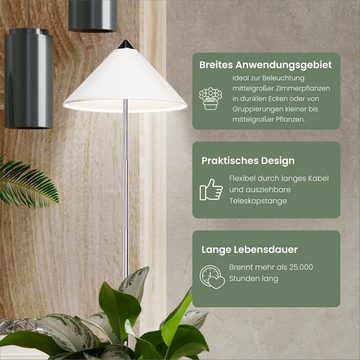 PARUS Pflanzenlampe Indoor plants, Leuchtmittel für Pflanzen, Teleskopstab 1m, Parus by Venso SUNLiTE 7W LED Vollspektrum Pflanzenlampe Weiß, Indoor