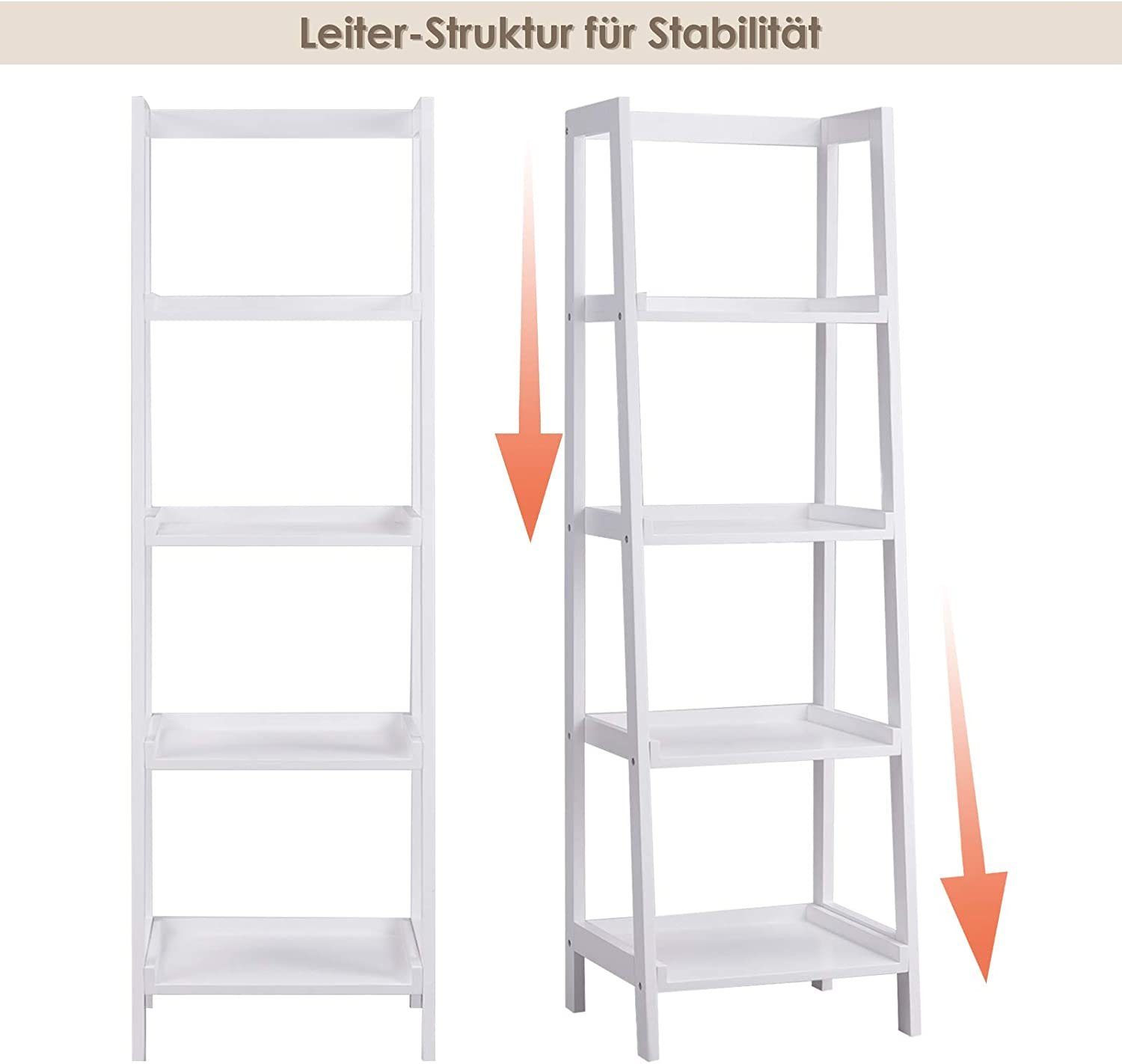 aus Leiterregal, Standregal 4 x 140 KOMFOTTEU x Holz, Ablagen, 38 44,5 cm