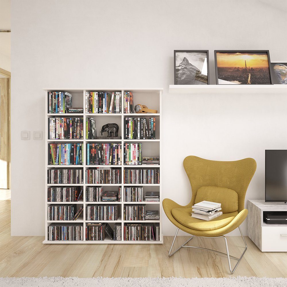 Vicco CD-Regal Jukebox, Weiß, 105 x 136 cm, 1-tlg.