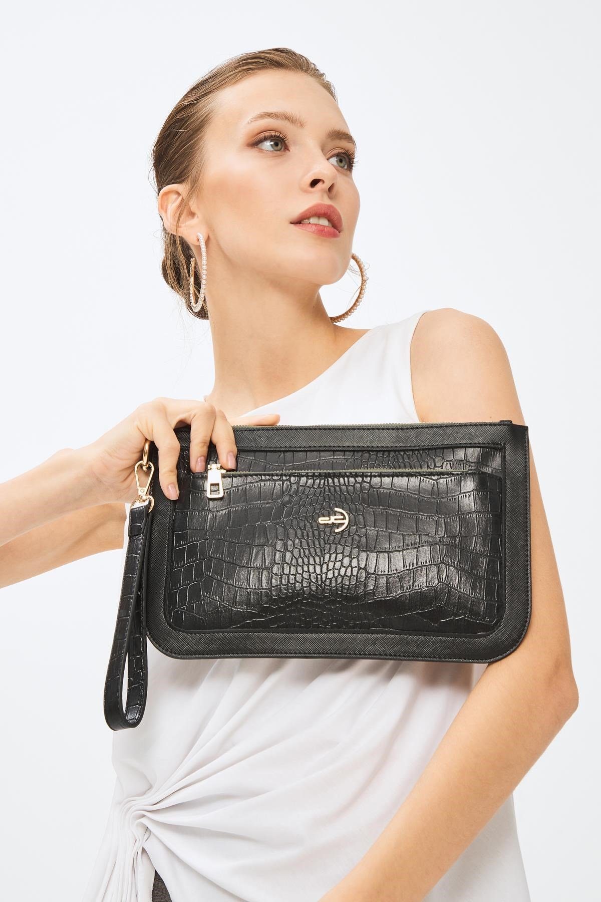 dc Dericompany Clutch BD01781, Basic Tasche Krokodil Muster